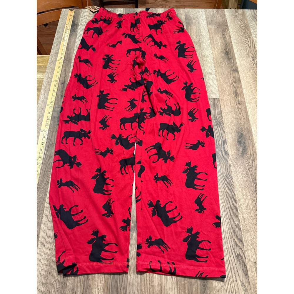Lazy One PJ Pant Classic Moose Red Unisex Large Red Adult Cotton Elastic NEW - Picture 11 of 12